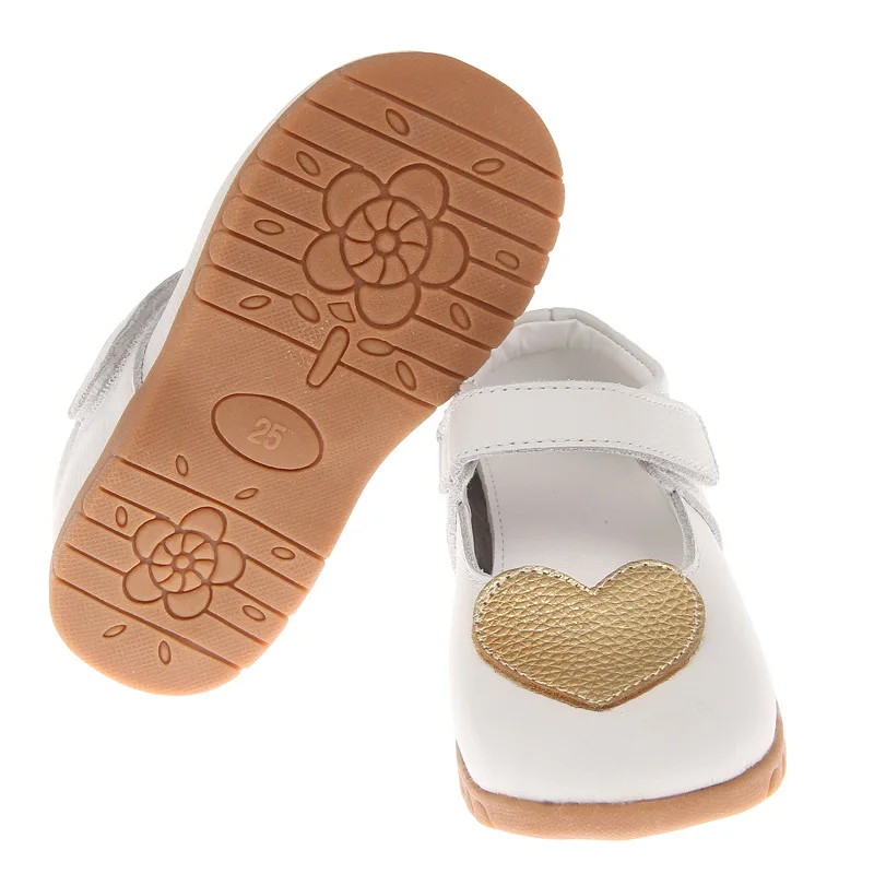 Mädchen Schuhe neue Frühling goldenes Herz Echt leder Kinderschuhe weich atmungsaktiv lässig Kinder Einzels chuhe Zapatos