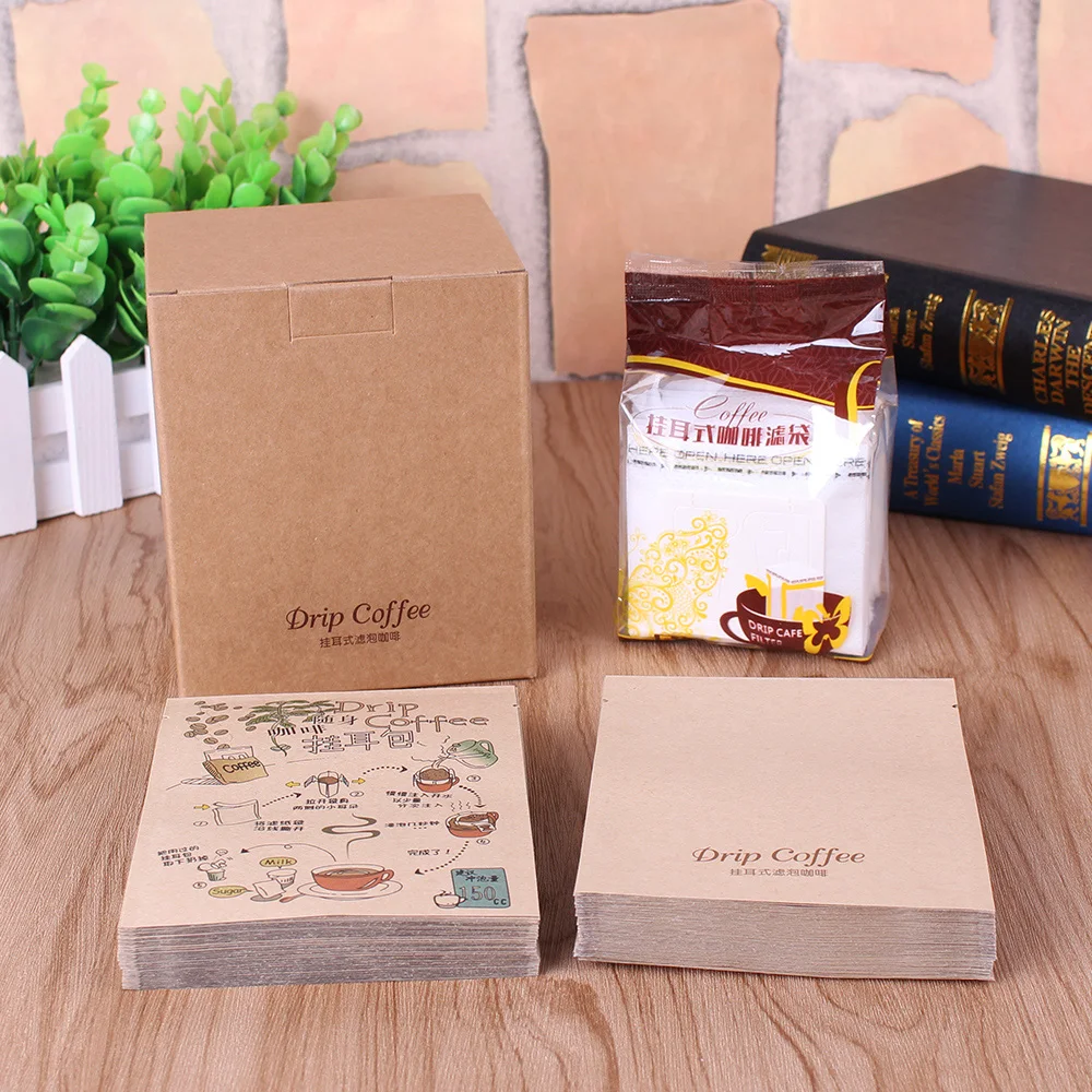 10 sets coffee hanging ear paper filter bag paper box set good imported material used for drip coffee packaging