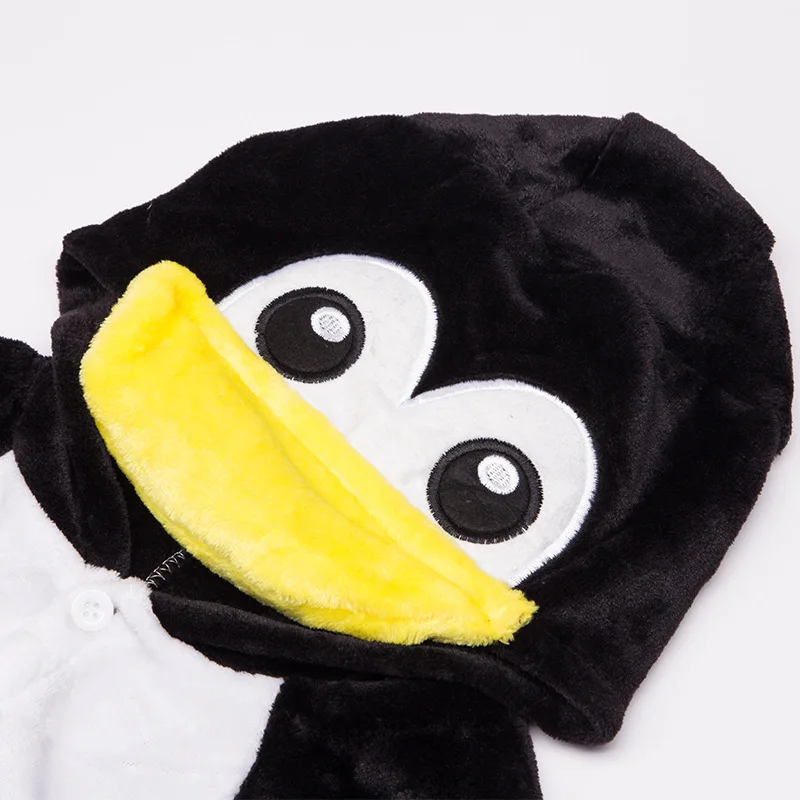 Macio grosso flanela criança meninos meninas pinguim cosplay traje onesies ternos de inverno pijamas pijamas festa wear