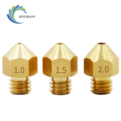 Bocais 2.0mm maiores de cobre do diâmetro do bocal 1.0mm 1.5mm m6 para as peças de impressora de bronze do bocal 3d do furo grande do filamento de 1.75mm 3mm