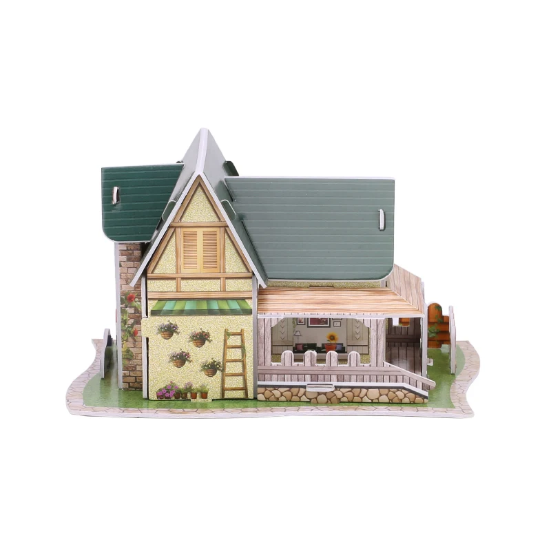 Cardboard 3D Puzzle Toy Dutch Style Villa Model European Style Buildings Assembly  Kits Educational Toy For Children Christmas