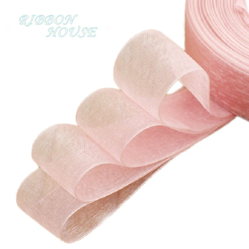 (50 yards/roll) Pink meat organza ribbons wholesale gift wrapping decoration ribbons DIY 12/15/20/25/40mm