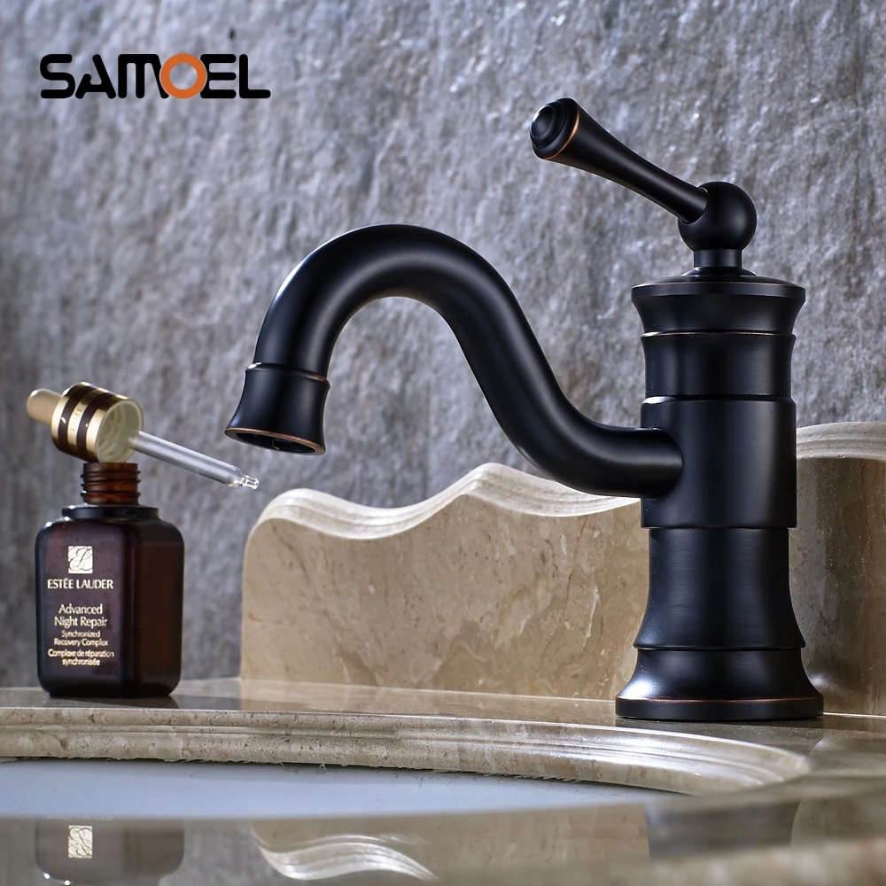 

One-Handle High Arc Black Bathroom Sink Vessel Faucet Tap Deck Mount Oil Rubbed Bronze Basin Mixers B3269