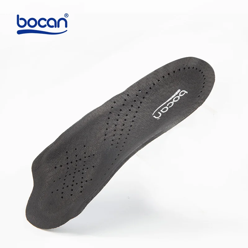 Bocan genuine leather insoles arch support for flat feet breathable insoles shock absorption for unisex