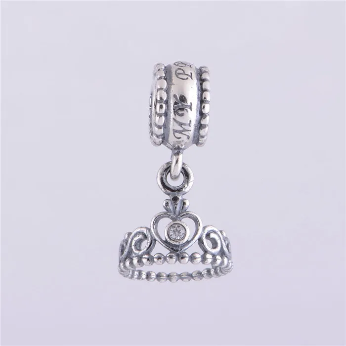 

925 Sterling Silver Screw Princess Tiara Pendant Dangle Charm Beads Fit Original Pandora Charms Bracelet DIY Making Jewelry