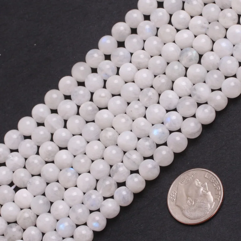 6mm 8mm Natural Stone Rainbow Moonstone Round Beads for Jewelry Making Strand 15\