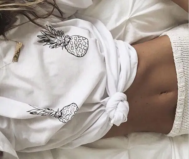 

BKLD 2024 Summer T-Shirt Women New Arrivals Fashion Pineapple Printed Women's O-Neck Cotton Short Sleeve Casual Tees Tops Women