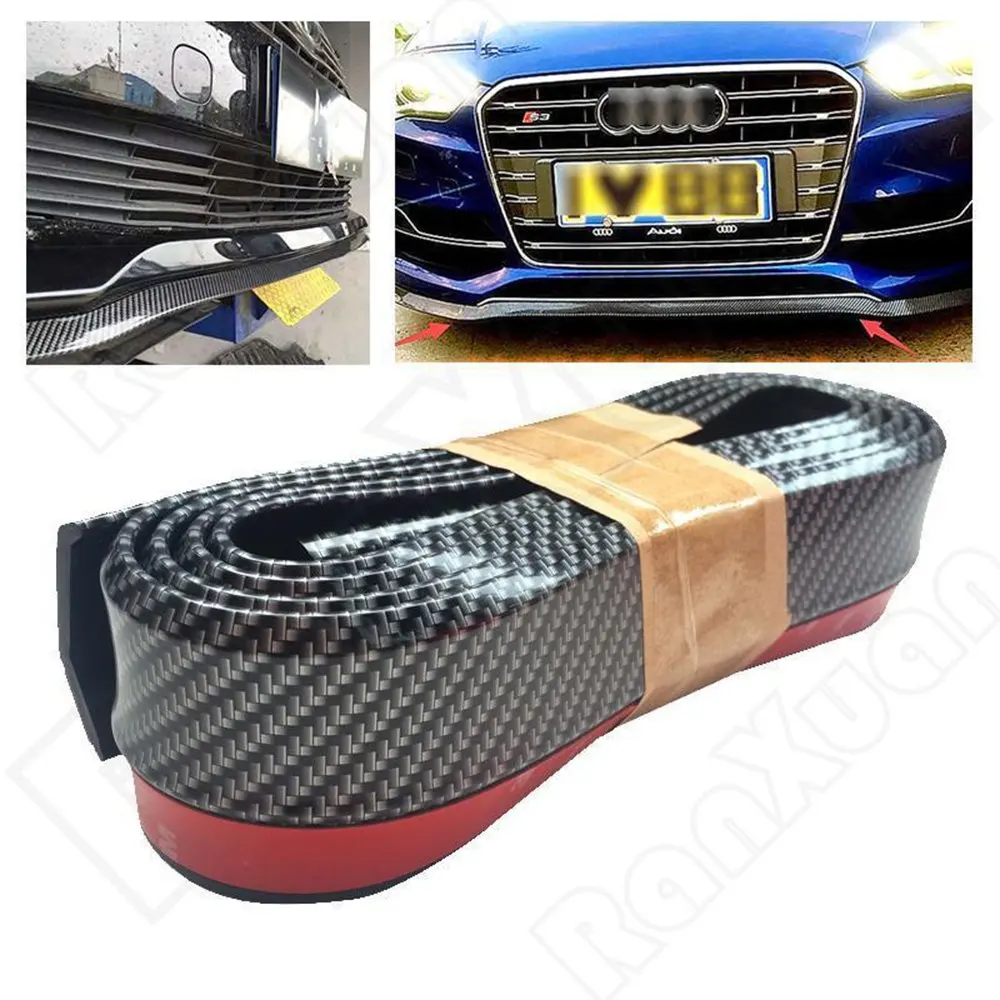 

Universal Rubber Skirt Lip Front Bumper Body Spoiler Protector Carbon Fiber Look