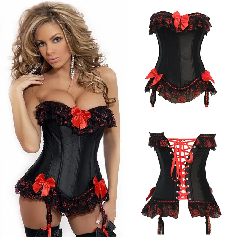 Plus Size 4XL 5XL Firm Women Shapers Sexy Bow Top Overbust Corset Bar Club Fancy Dress Cost Waistshaper Shape Slim Clothes