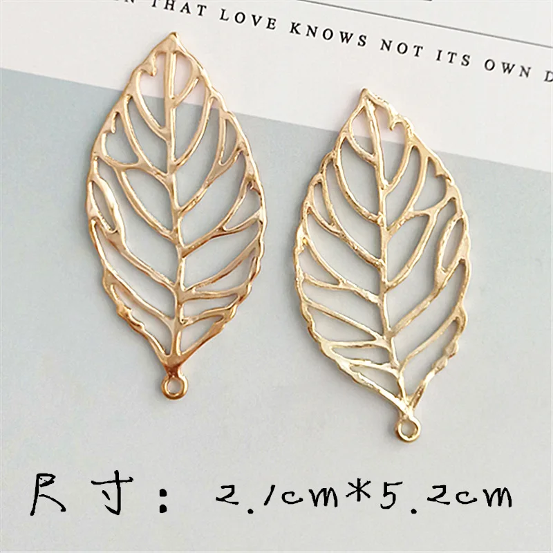 50pcs 14*24mm 21*52mm Gold Color Big Hollow Leaf  Pendant Charms Metal leaves Jewelry Findings for DIY Handmade Jewelry Making