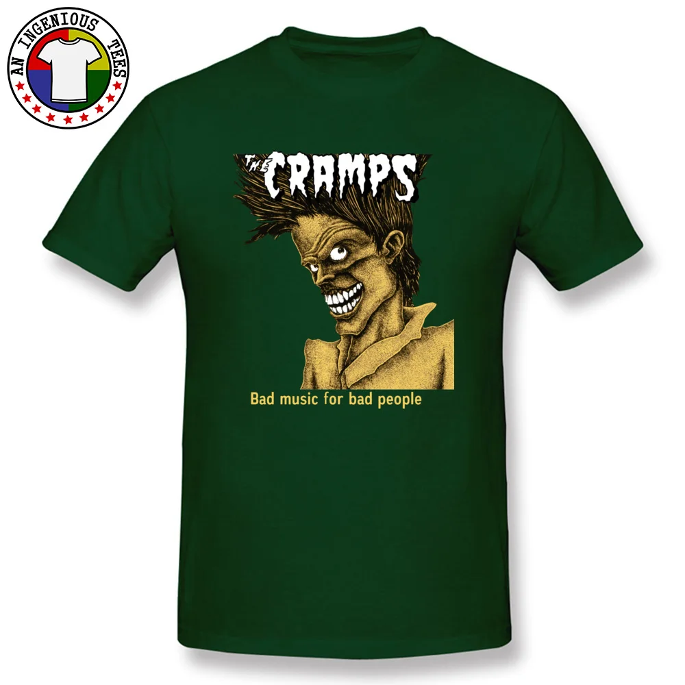 Cramps Crazy Top T-shirts HipHop Rock Music Adult T Shirt Casual Short Sleeve Clothing Shirt Bad Music For Bad People Shirts