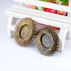 Free shipping 5Pcs Antique Bronze Filigree Oval Cabochon Settings Wraps Connectors Gift Decoration DIY Findings 47x37mm F0427