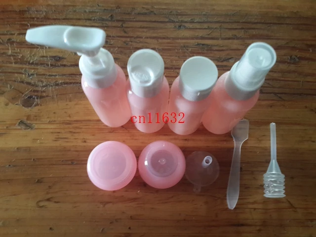 Free Shipping 9 in 1 Travel Kit Transparant Perfume Atomizer Spray Bottle 50ML Clear Plastic Refillable Bottles,170sets/lot