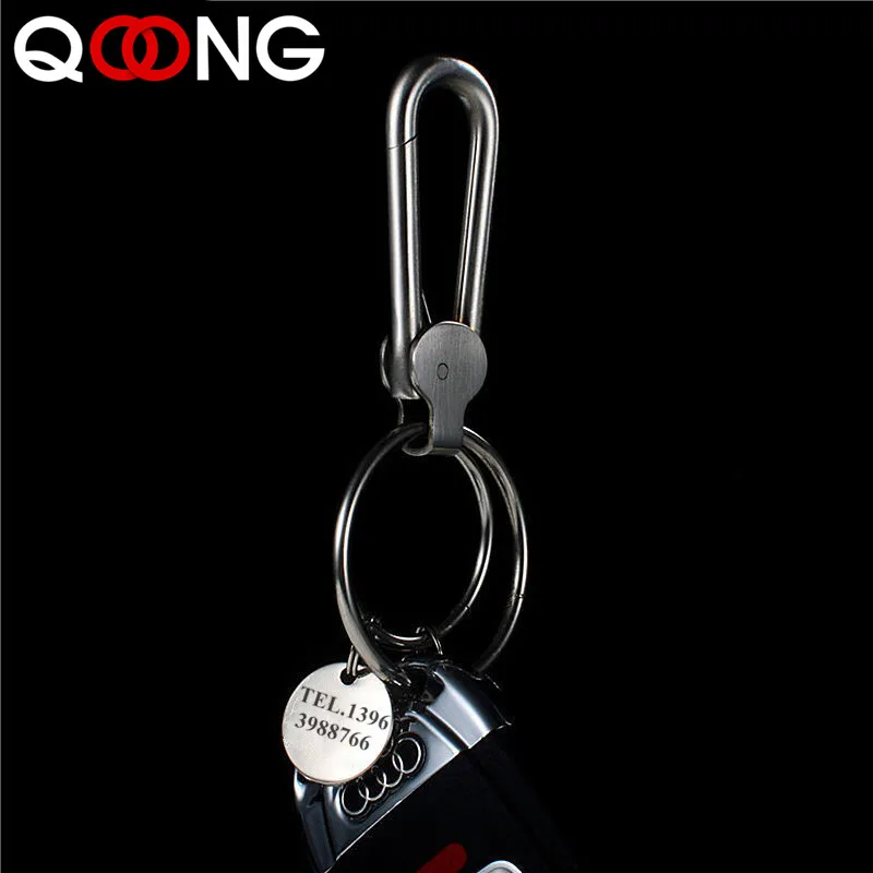 

QOONG High-grade 304 Stainless Steel Men Key Chain Pure Handmade Polished Keychain Metal Male Key Ring Auto Car Key Holder Y27