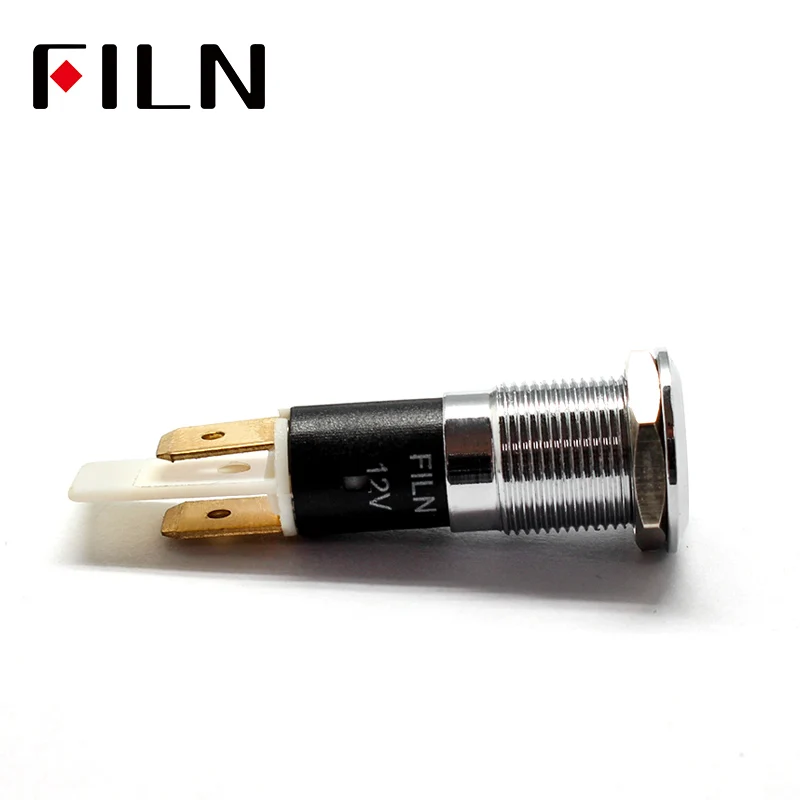 FILN 12mm 12V 24V 110V 220V Chrom Metall LED Pilotanzeige Armaturenbrett Signalanzeige Warnleuchte Auto Boot Marine mit 6,3mm Faston – Detail 10