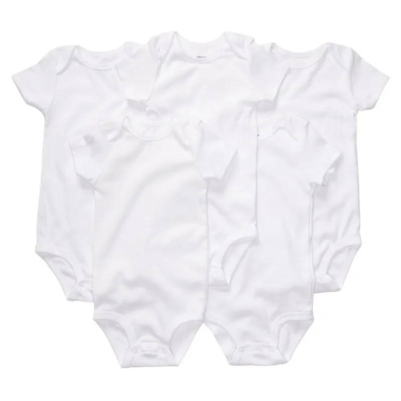 Baby Clothes Plain White Short Sleeve Cotton Rompers Summer Clothing For Newborns Infantil Overall