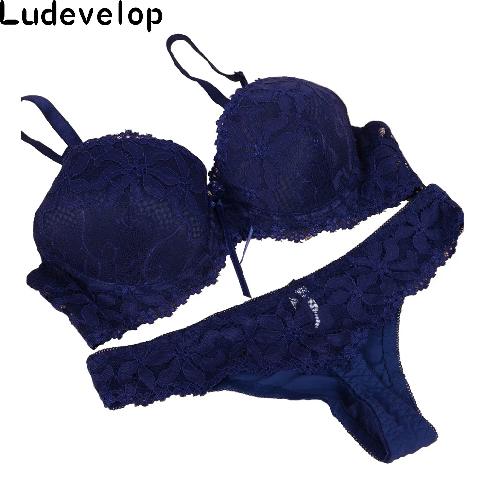 French brand intimate sexy lace bra set push up high quality embroidery bra brief sets women Large ABC underwear set