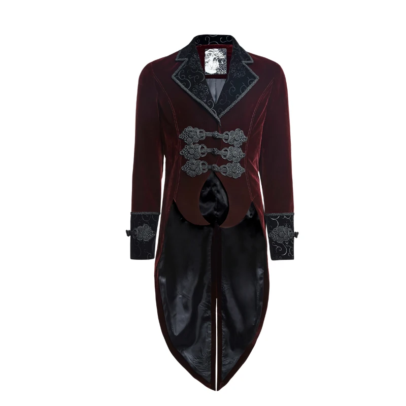 Punk Rave Red Men's steampunk gothic Vampire Jacket Coat Rock Gentle Tailcoat Y635