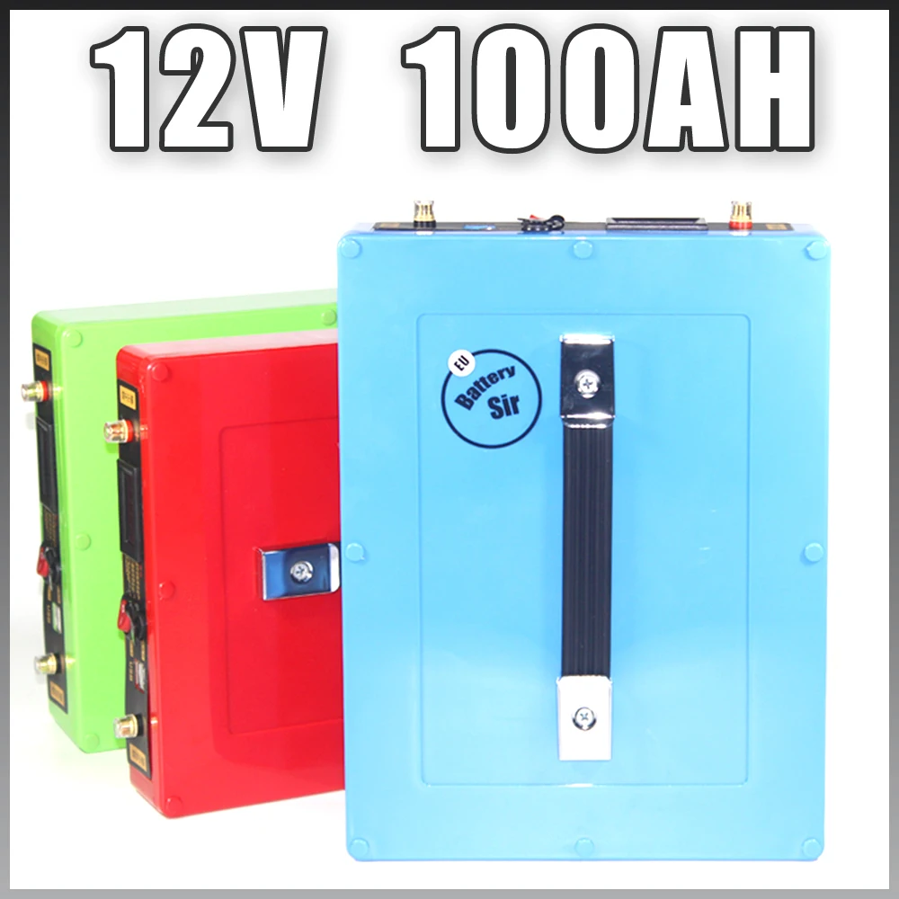 12V 100AH Lithium ion Battery 1000W Waterproof case 5V USB Port Rechargeable 12.6V