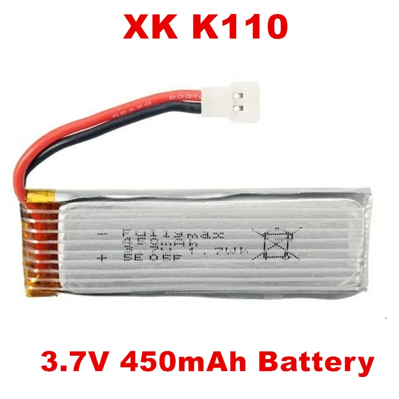 Batteria Lipo 3.7V 450mAh per WLtoys XK K110S K110 V977 6CH RC elicottero pezzi di ricambio accessori