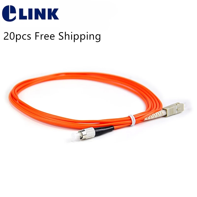 SC-FC fiber patch cord Multimode Simplex 3.0mm 62.5/125um cable 1m 2m3m5m10m optical fibre jumper free shipping ELINK 20pcs