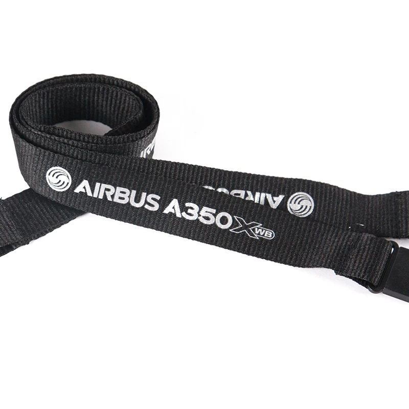 Airbus A350 Black Lanyard with Metal Buckle for Pliot Flight Crew \'s License ID Card Holder Boarding Pass long short String Slin