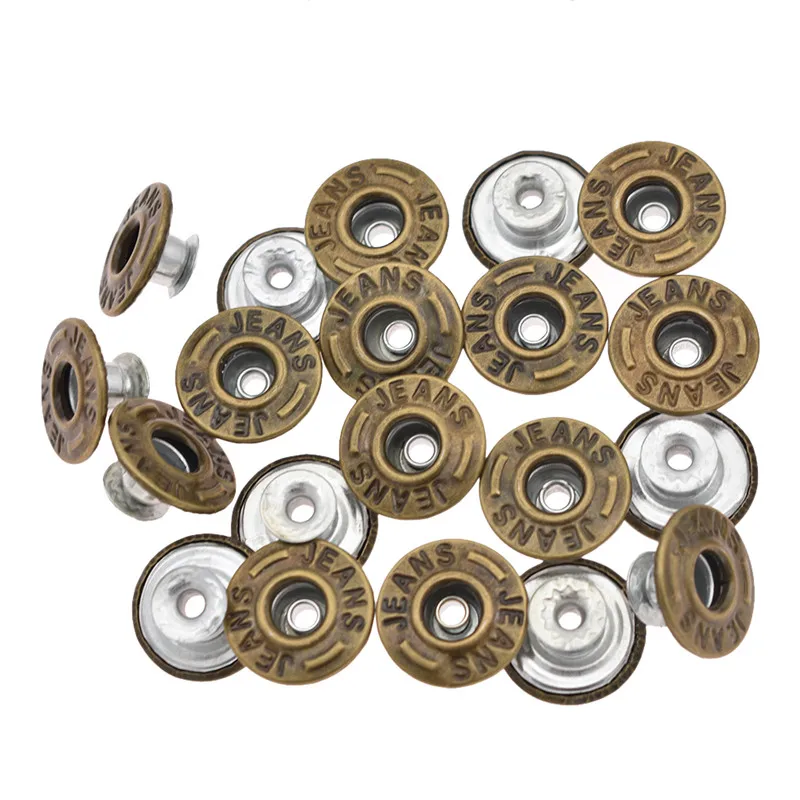 Chzimade 20Pcs/lot 17mm Tack Snap Button Stud Rivet Hollow Metal Jeans Buttons With Installation Tool For Diy Clothes Mak