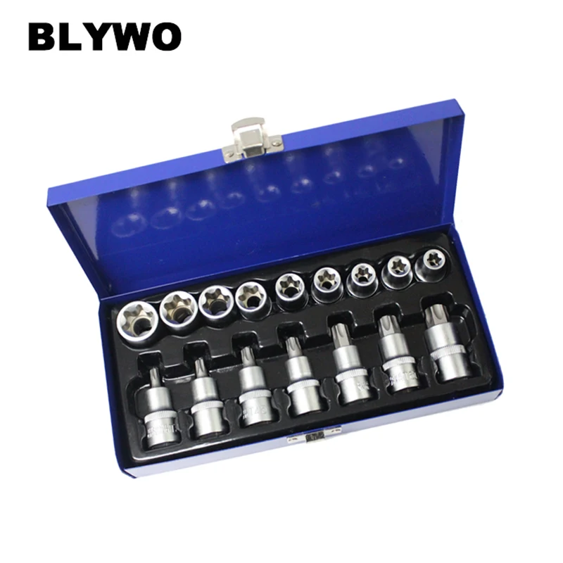 17pcs/Set 1/2 inch Star Torx Socket Tools Set Male Female Sockets for Mechanics Repair Tool Kit