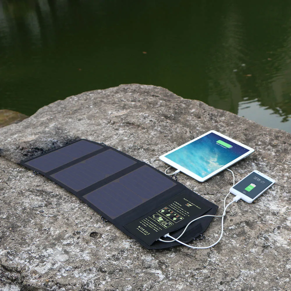 ALLPOWERS-Panneau solaire 5V, 21W, chargeur de téléphone portable, sortie USB pour touristes, batterie solaire mobile pour iPhone Samsung