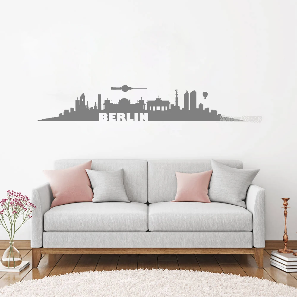 Berlin Skyline Wall Sticker Bedroom Lounge Wall Art Decal Removable Mural Modern City Picture Design Home Decor Wall TattooLC128