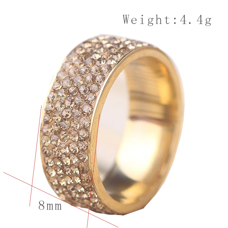 New Fashion Jewelry New Titanium steel Jewelry women gold-color Crystal Rings for women