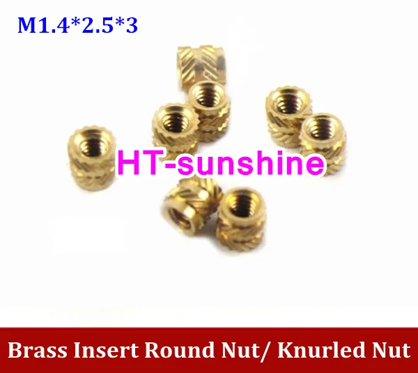 

Free Shipping M1.4*2.5*3 Brass knurl nut / insert round nuts/thumb brass Brass Knurl Nuts Metric Threaded