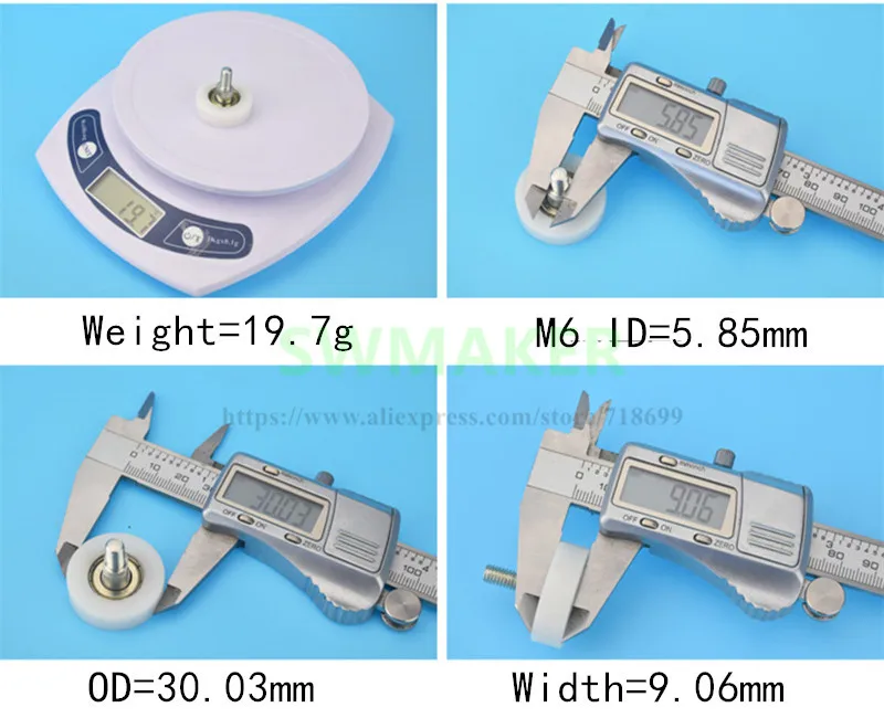 M6*30*9mm, F type M6 screw flat package, plastic bag pulley wheel for drawer, refrigerator, printer, cash register