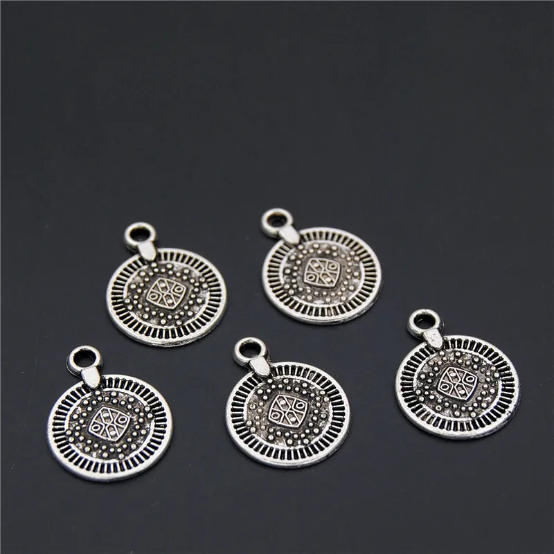 10pcs Handmade Retro  Zinc Alloy Small Round Coin Charms Bracelet Necklace Jewelry Making Handmade DIY A2318