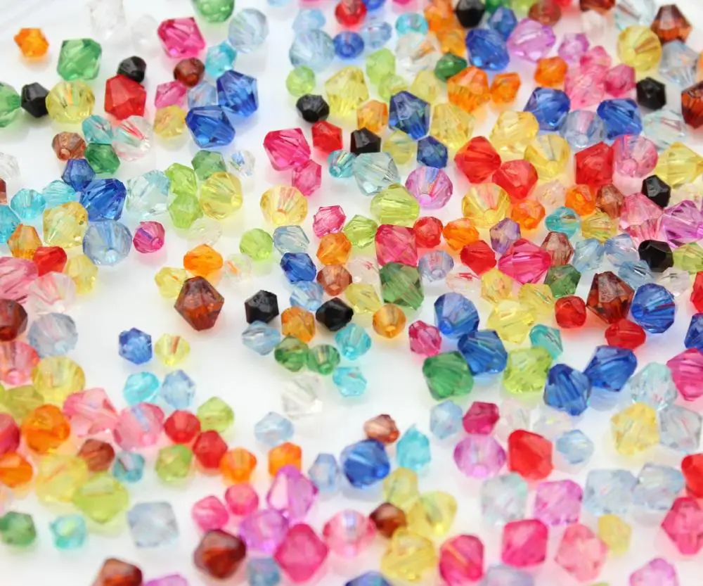 4000pcs of mix colors BULK - Acrylic Bicone Mix sizes from 4mm-8mm transparent bling beads D25