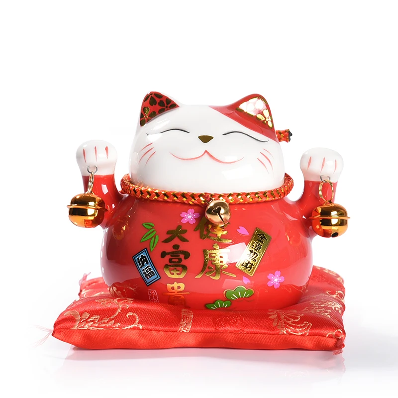 4.5 inch Ceramic Maneki Neko Statue Lucky Cat Money Box Fortune Colored Cat Piggy Bank Home Decoration Gift Feng Shui view 6