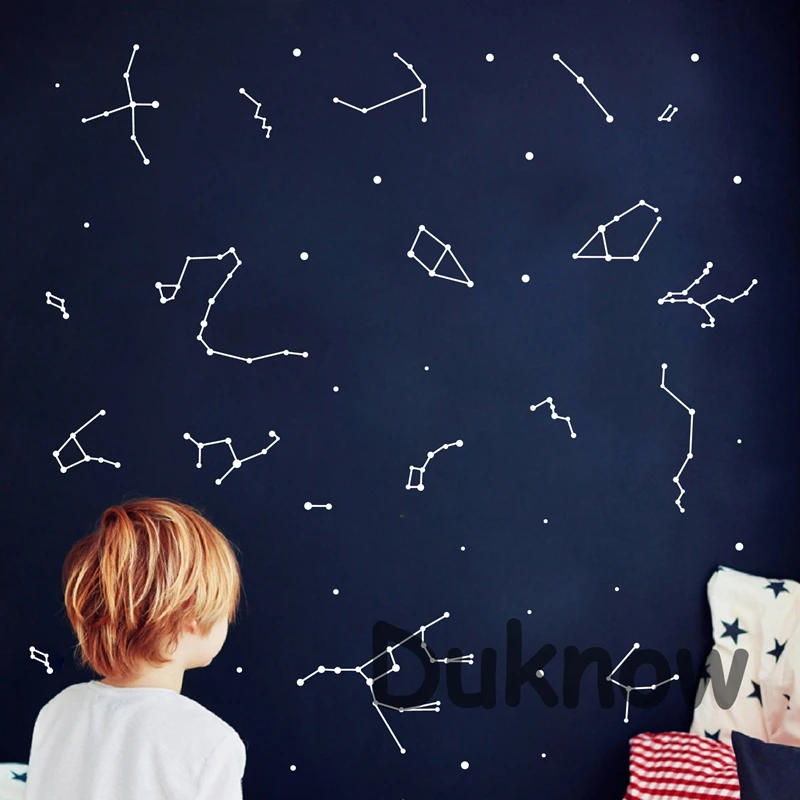 Large Size Zodiac Constellation Art Vinyl Wall Sticker Baby Room Decoration Space Star Decal Nursery Mural Art DIY Wall Decor