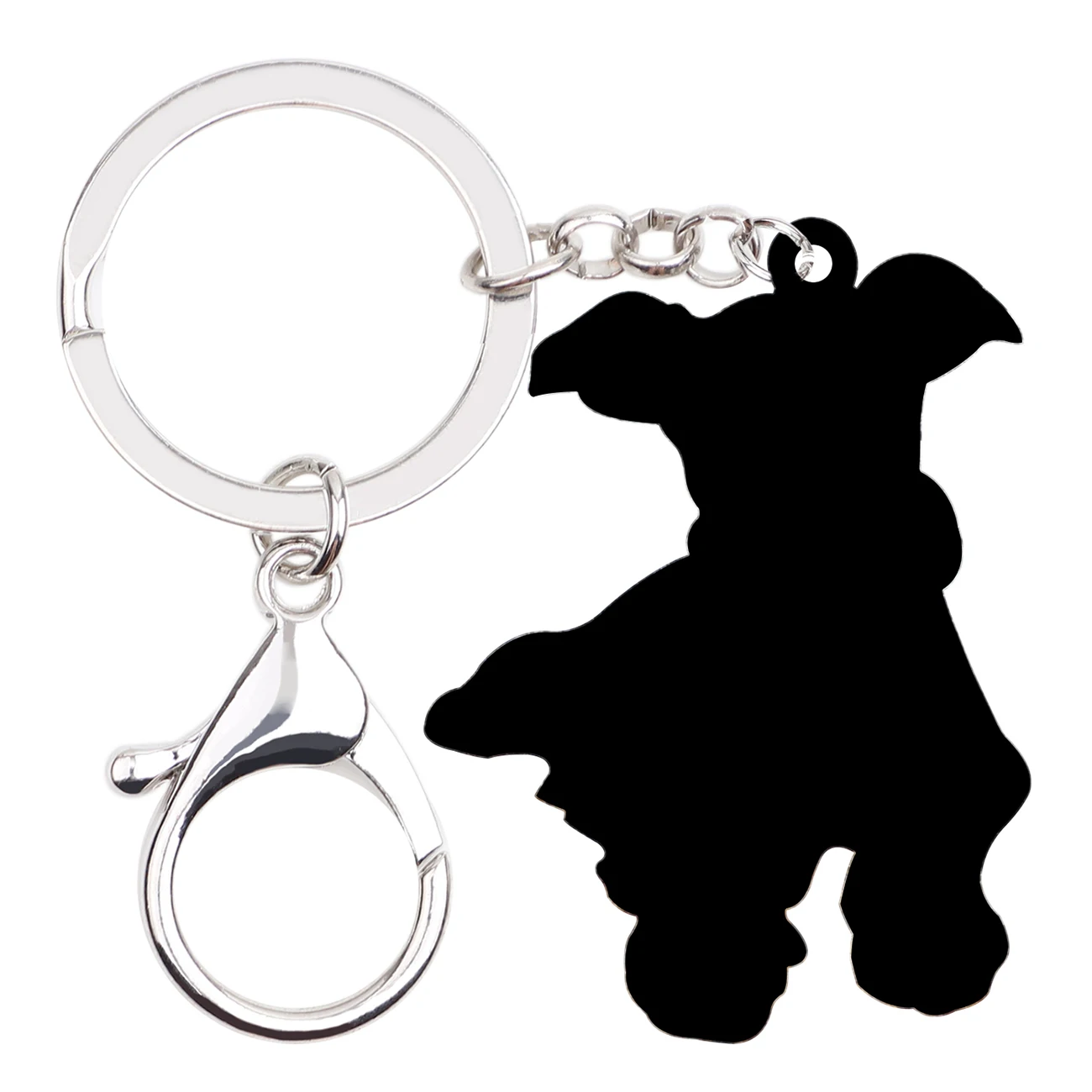 WEVENI Acrylic Cute Schnauzer Dog Key Chains Keychains Rings Animal Jewelry For Women Girls Bag Wallet Pendant Charms Wholesale