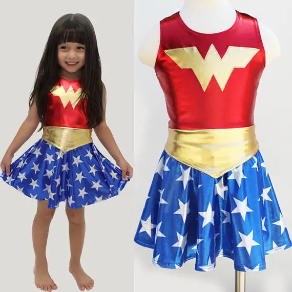 Robe Tutu Wonder Girls pour enfants, costume d'Halloween, robe de soirée, sourire, filles, 3-9 ans