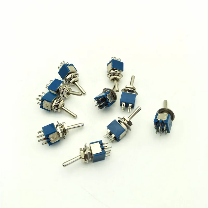 10 قطع ac 125 فولت 3a on/on 2 الوظيفة 2p2t dpdt 6 دبابيس 5 ملليمتر تبديل SMTS-202