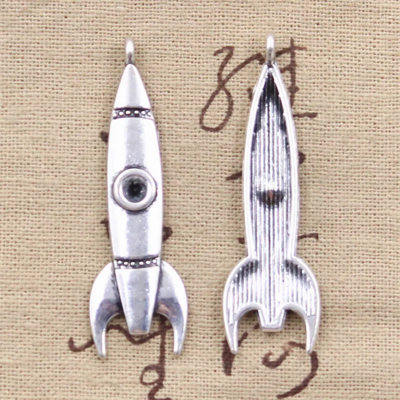 8pcs Charms Rocket Missile Spaceship 50x15mm Antique Bronze Silver Color Plated Pendants Making DIY Handmade Tibetan Jewelry