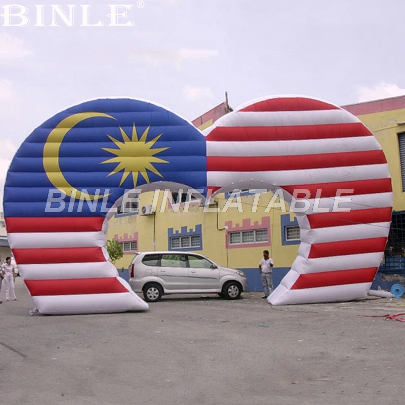 Custom design large promotional inflatable arch with national flag heart shaped entrance arch for sale