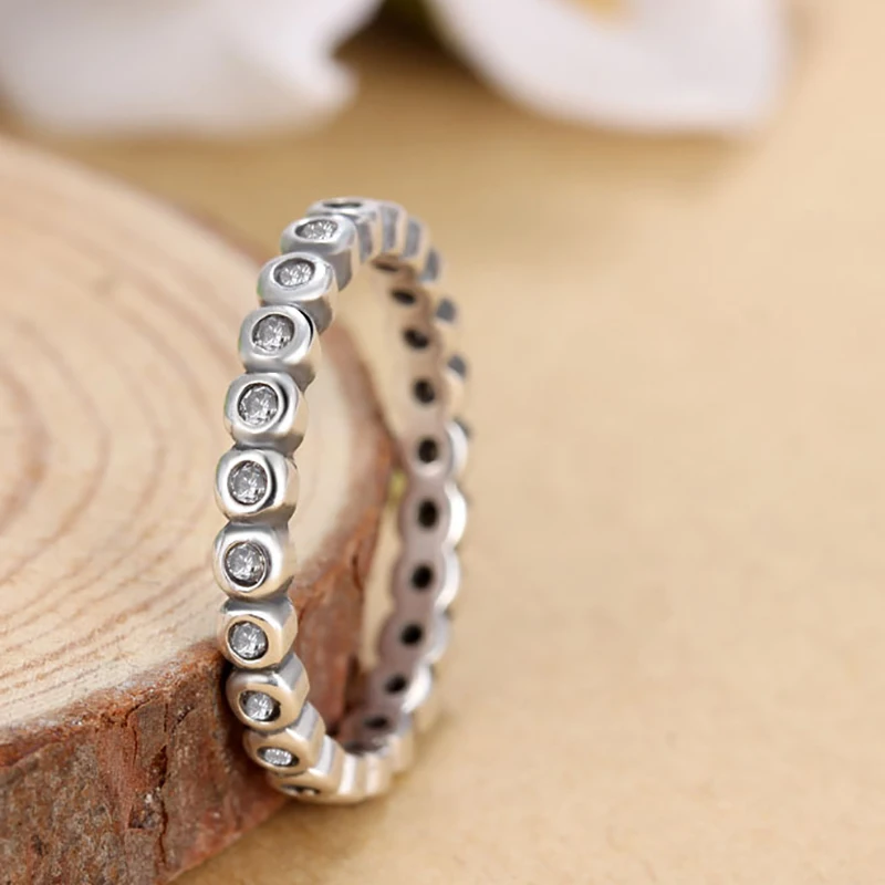 CUTEECO Silver-plated Alluring Brilliant Stackable Brand Finger Ring Clear CZ Original Fashion Wedding & Engagement Jewelry