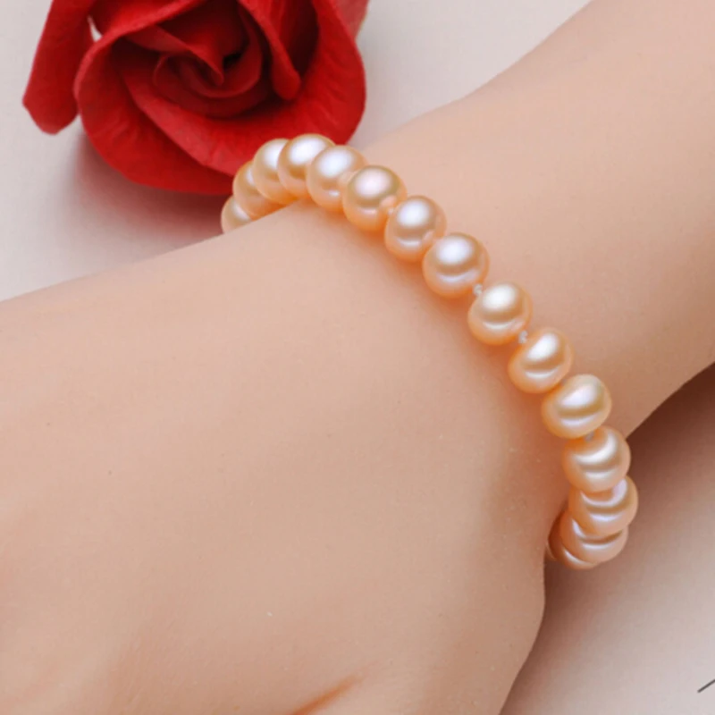 Sinya White Pink Purple Multicolor Natural Freshwater Pearls Strand Bracelets for Women Mother Dia 10-11mm Optional Hot Sale