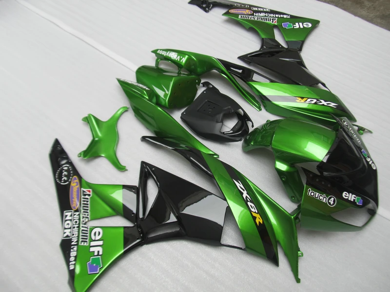 Free customize Fairing kits for Kawasaki ZX 6R 2009 2010 2011 2012 NINJA zx6r 09-12 green black ABS motorcycle fairings set VB20