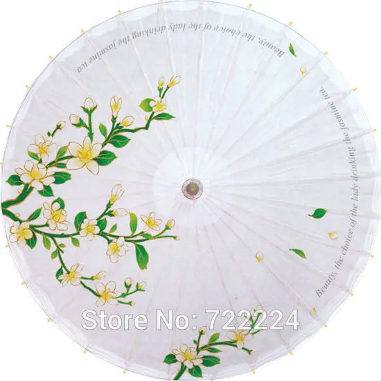 Dia 84cm Elegant Jasmine Chinese Classical Handmade Long-handle Oilpaper Umbrella Dance Decoration Gift Oiled Paper Umbrella