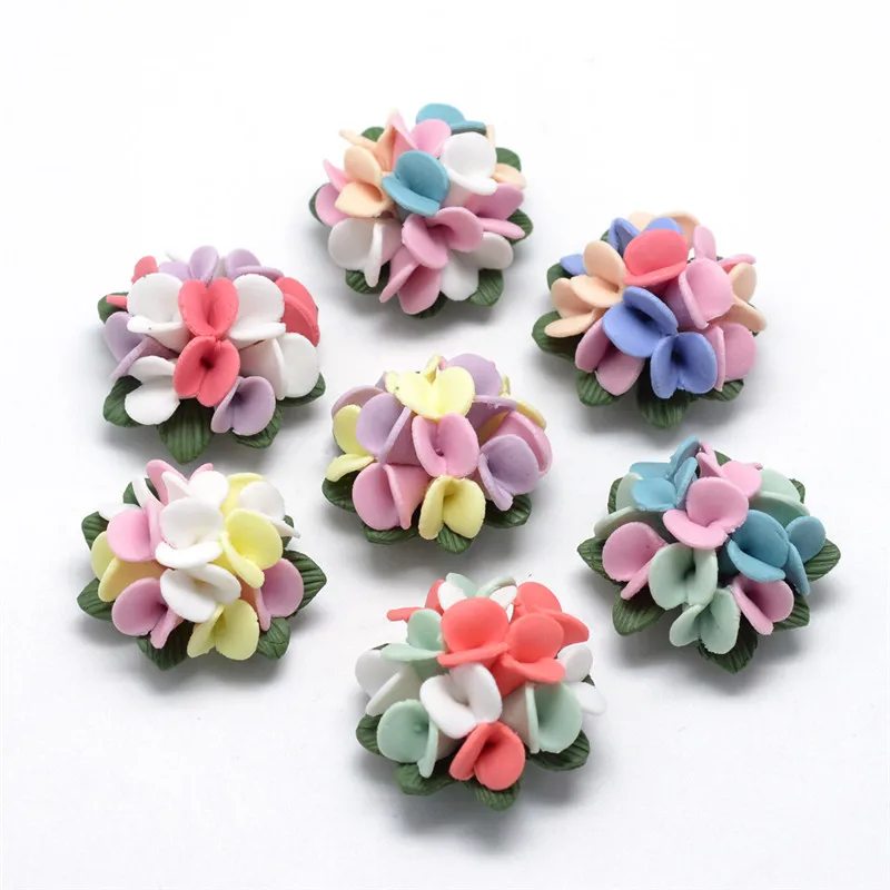 Handmade Porcelain Flower Cabochons China Polymer Clay Loose Beads Spacers DIY Jewelry Making about 20~37mm 20~50pcs