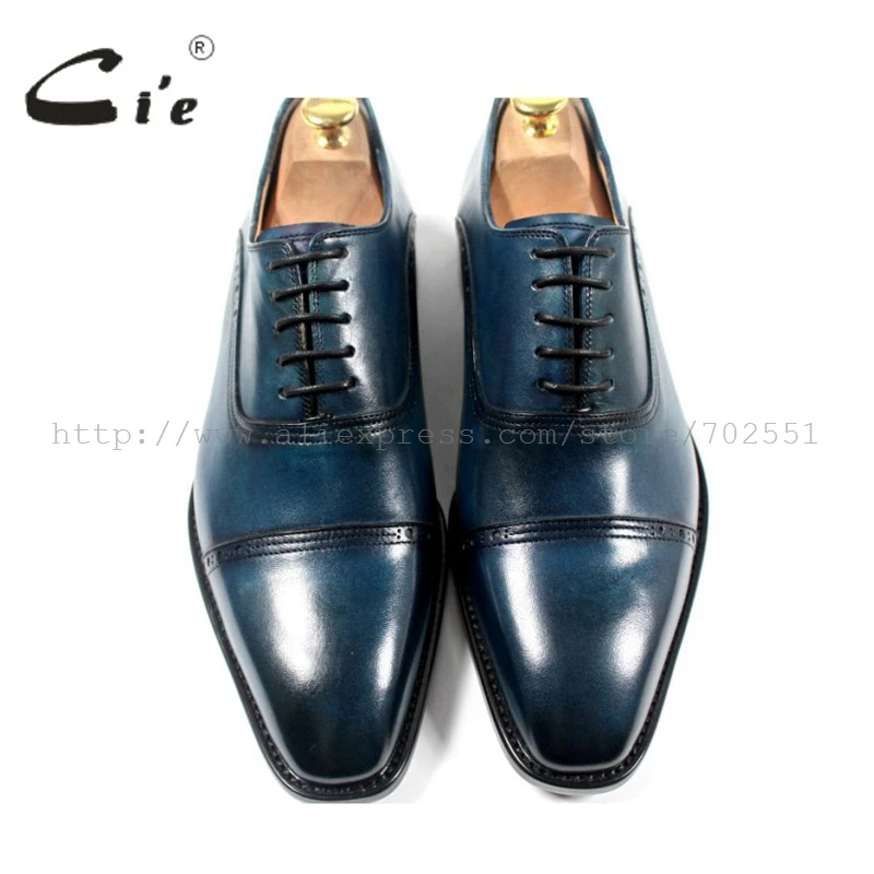 cie Free shipping bespoke custom handmade genuine calf leather upper outsole men\'s oxford shoe color navy OX179 adhesive craft