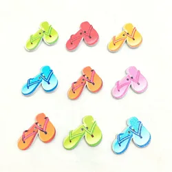 30pcs  2 Holes flip flop Wooden buttons Mixed 24*30mm For handmake Scrapbooking Crafts    7NK204