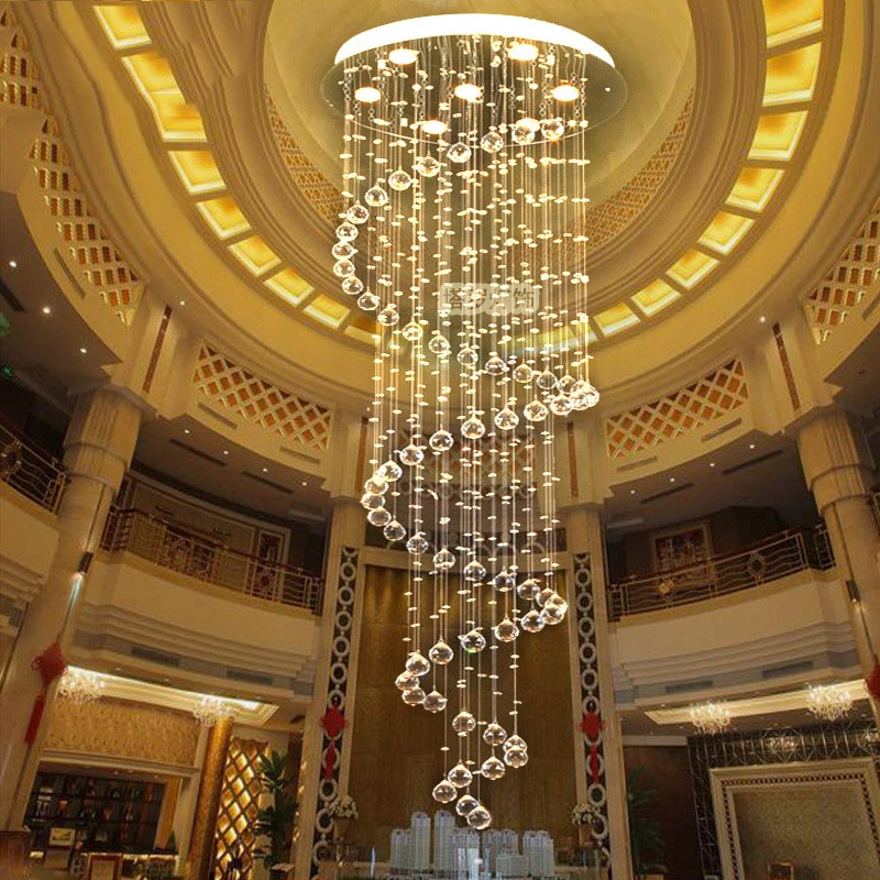 Modern LED Spiral K9 Crystal Chandelier Lighting for Living Room Foyer Staircase Bedroom Hotel Hall Ceiling Suspension Lamp